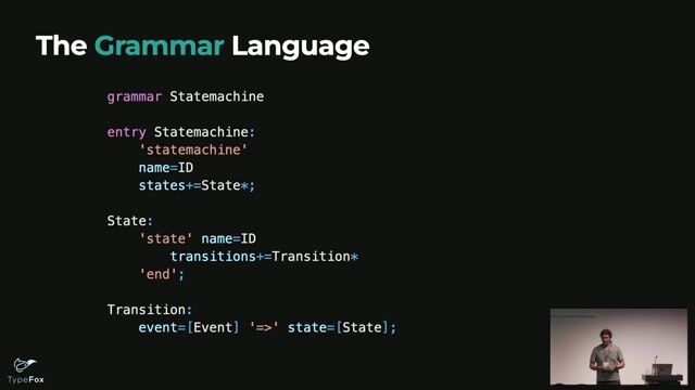 Defining language syntax and structure with a grammar
