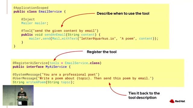 Live demo of prompts, tools, and the Dev UI