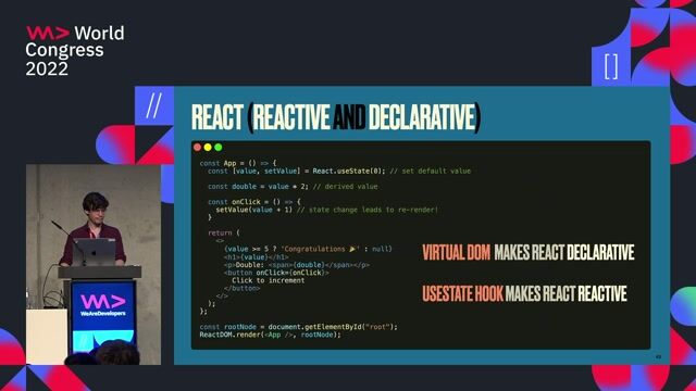 How React enables declarative UI with a virtual DOM