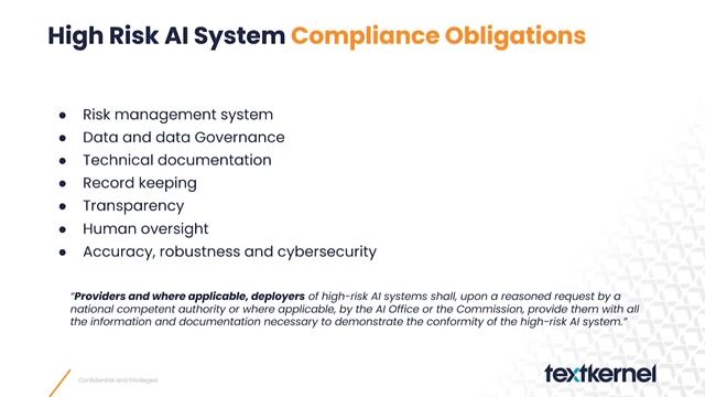 Key compliance obligations for high-risk AI systems