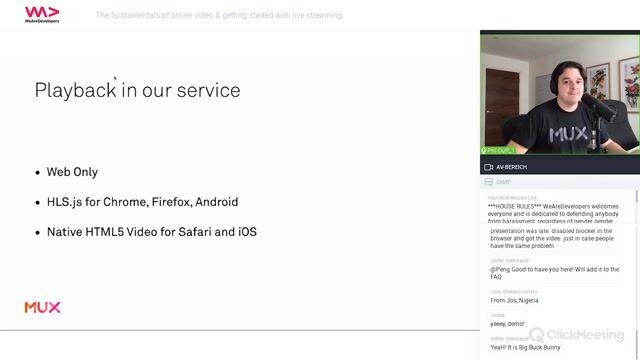 Live coding a web video player with HLS.js