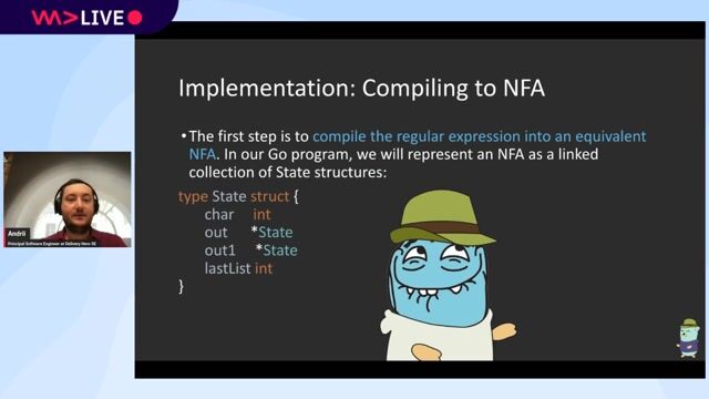 Implementing a simple NFA regex matcher in Go