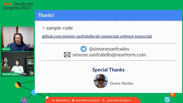Audience Q&A on JSDoc, testing, and configuration
