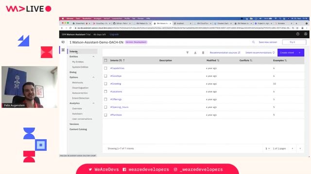 Building a dialogue skill with intents, entities, and nodes