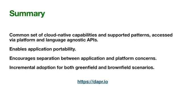 Summary and key considerations for adopting Dapr