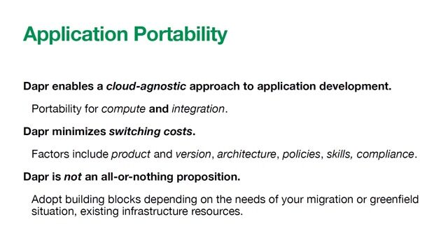 Achieving full application portability with Dapr