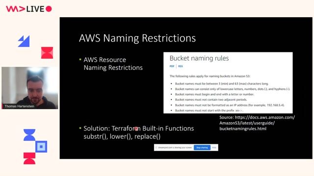 Handling AWS naming restrictions with Terraform built-in functions thumbnail