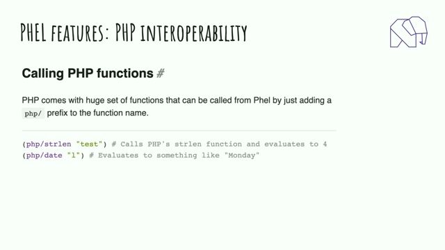 Using native PHP functions and classes within Phel