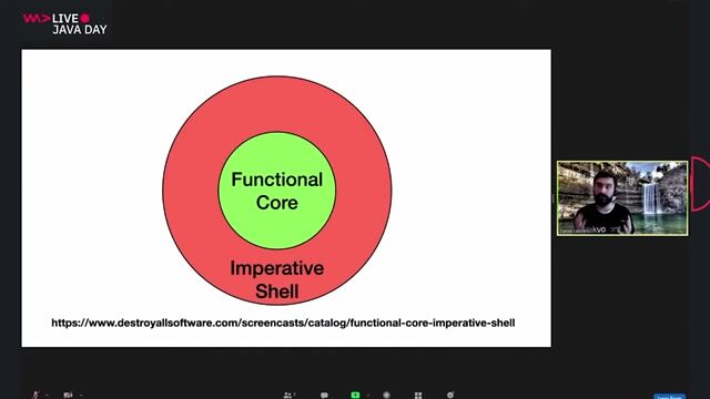 Designing with a functional core and imperative shell