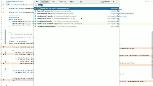 Live code demonstration of reactive Java