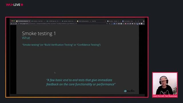 Defining smoke testing for core functionality