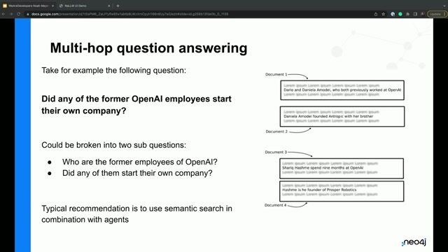 Answering complex multi-hop questions with graph queries