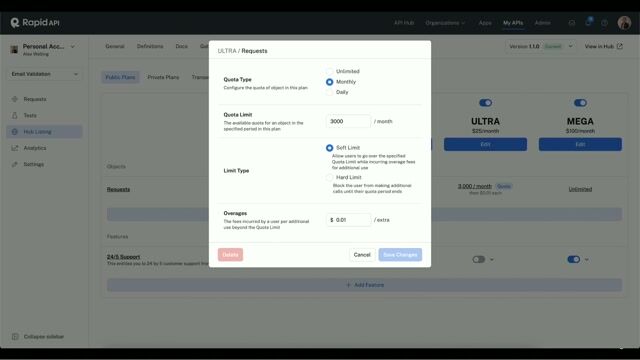 Configuring tiered pricing plans and custom features