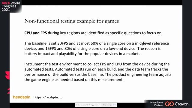 Applying non-functional testing to gaming performance